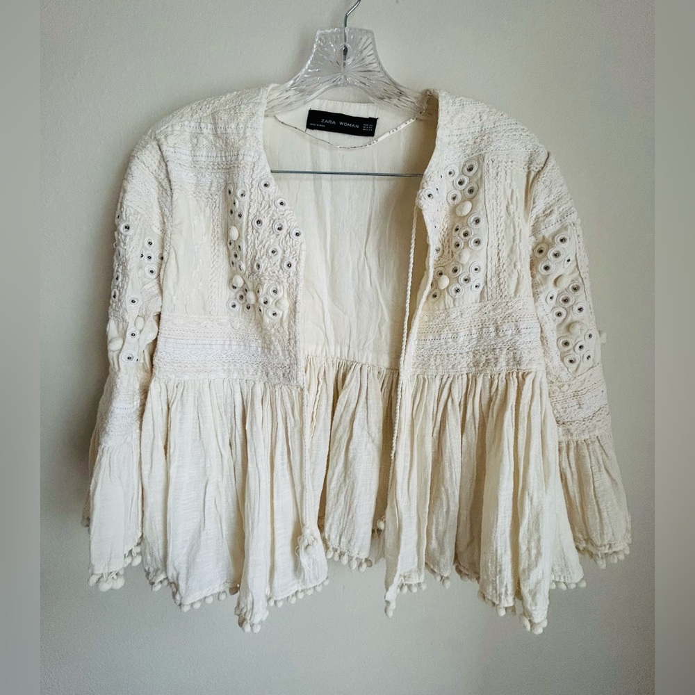 Zara Bohemian Embroidered Jacket Blazer